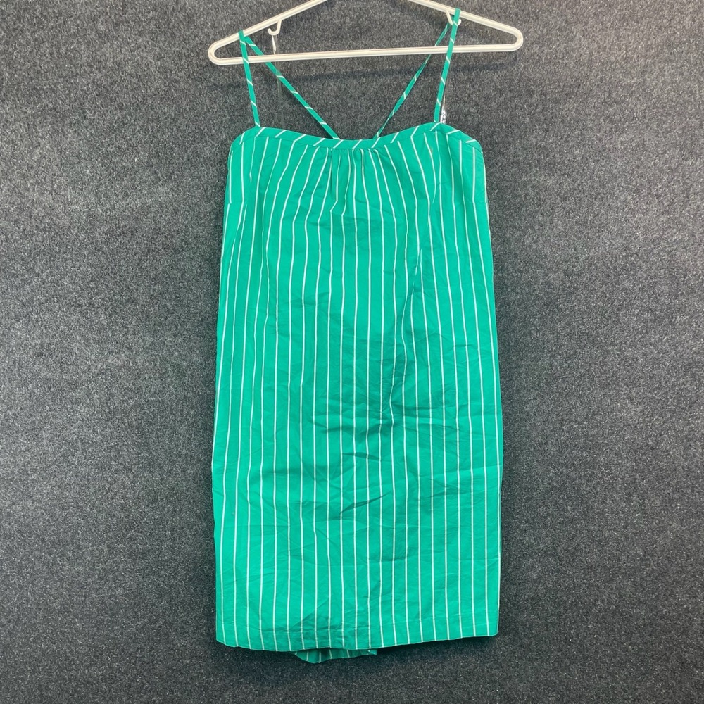 A New Day Green White Striped Mini Dress XL Open Tie Back Sleeveless Summer
